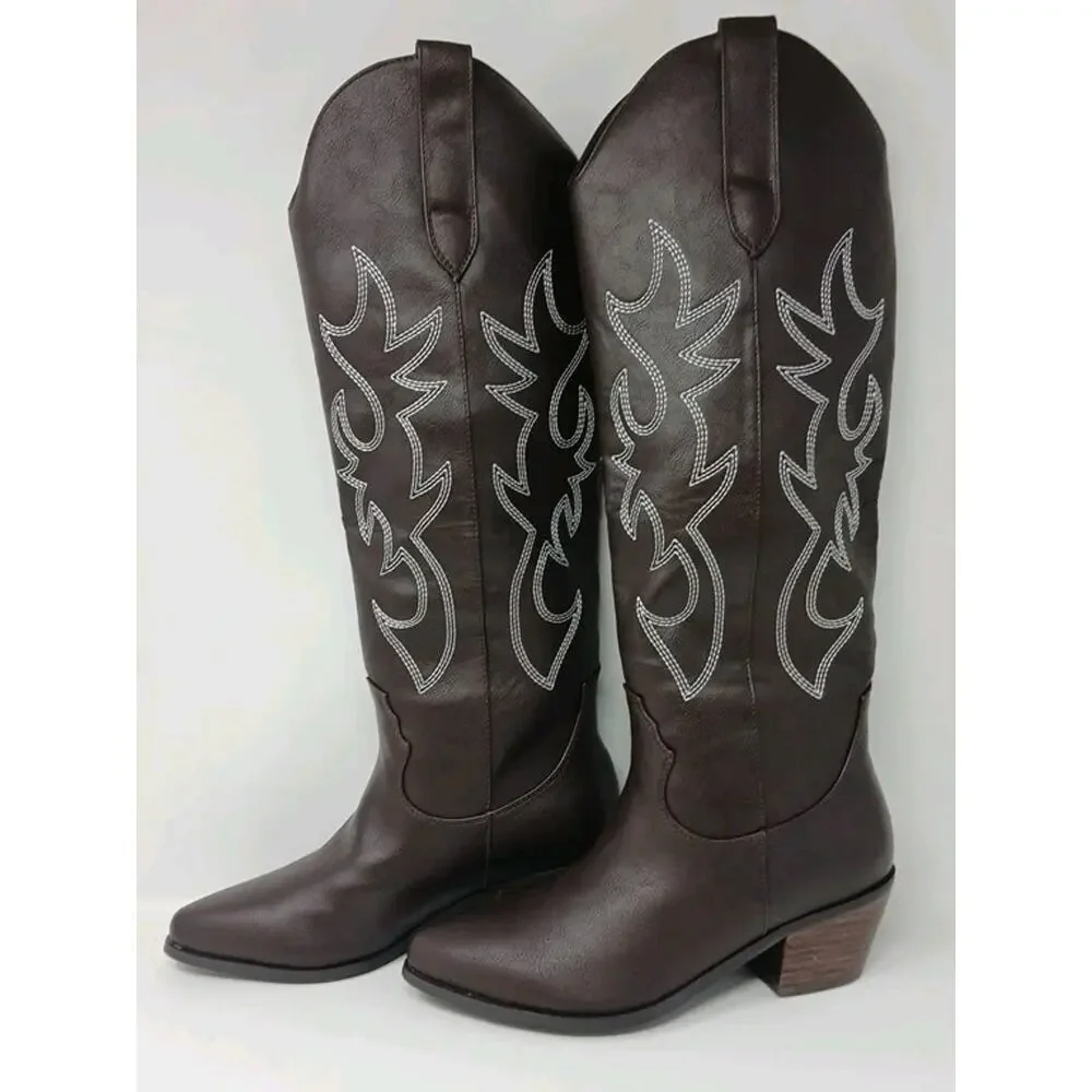 Billini Urson Dark Brown Western Cowboy Boots Women Size US 7 New With Box B992
